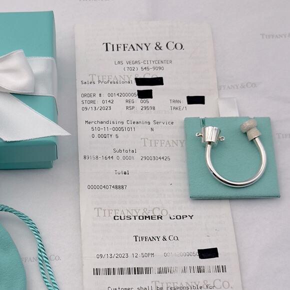 New Tiffany & Co Silver Cork & Ice Bucket Keyring Key Chain Ring W/Pouch & Box - Picture 3 of 11